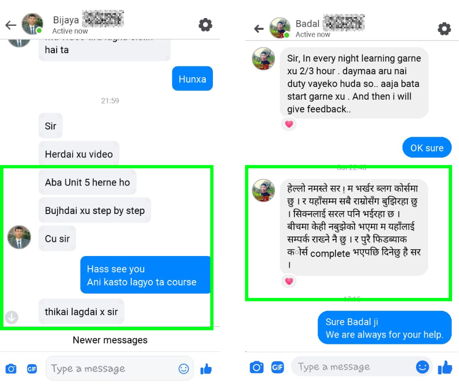 Student review for the best SEO training in Nepal